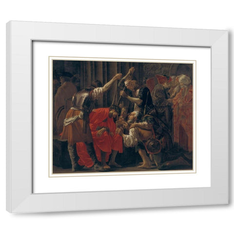 Christ Crowned with Thorns White Modern Wood Framed Art Print with Double Matting by ter Brugghen, Hendrick