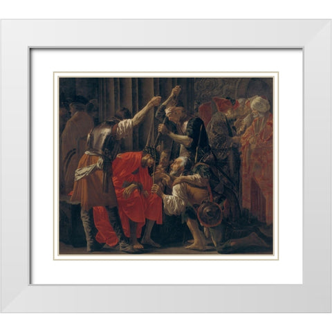Christ Crowned with Thorns White Modern Wood Framed Art Print with Double Matting by ter Brugghen, Hendrick
