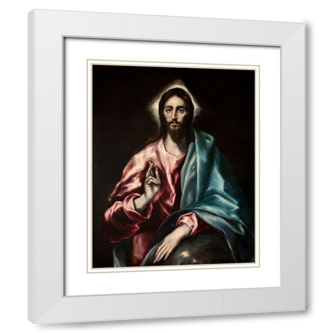 Christ as Saviour White Modern Wood Framed Art Print with Double Matting by El Greco