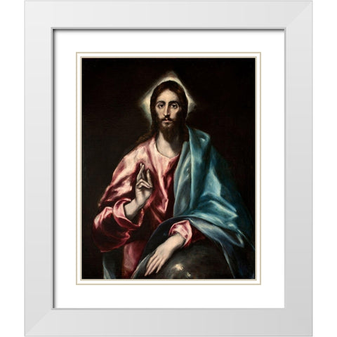 Christ as Saviour White Modern Wood Framed Art Print with Double Matting by El Greco