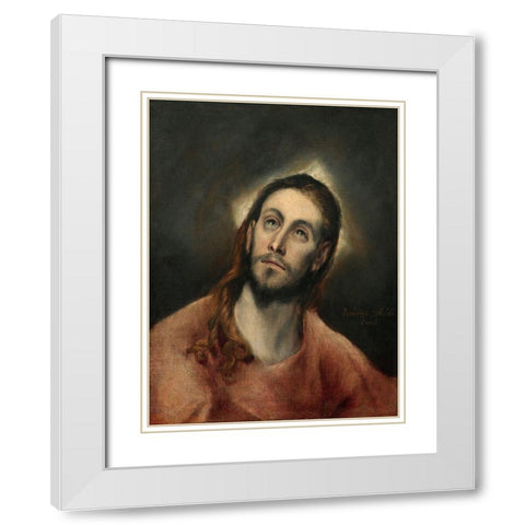 Christ in Prayer White Modern Wood Framed Art Print with Double Matting by El Greco