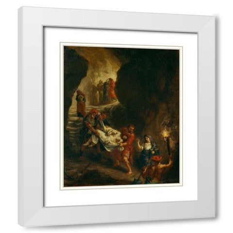 Christ Carried Down to the Tomb White Modern Wood Framed Art Print with Double Matting by Delacroix, Eugene