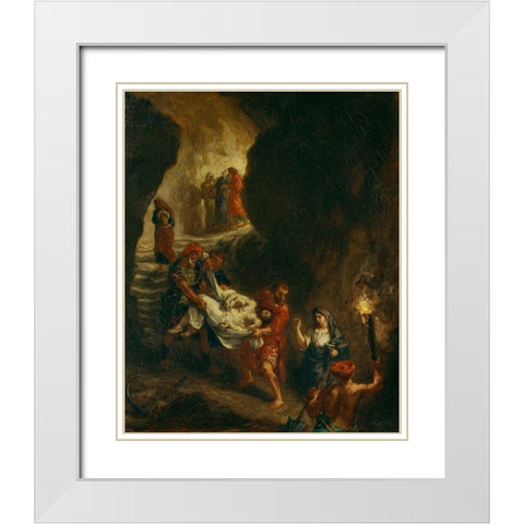 Christ Carried Down to the Tomb White Modern Wood Framed Art Print with Double Matting by Delacroix, Eugene