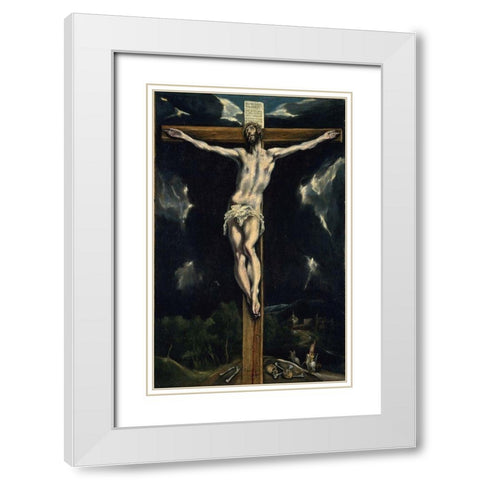 Christ on the Cross White Modern Wood Framed Art Print with Double Matting by El Greco