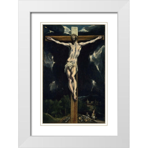 Christ on the Cross White Modern Wood Framed Art Print with Double Matting by El Greco