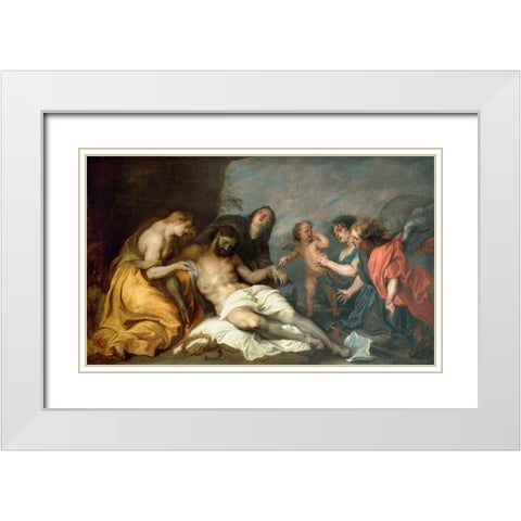 Lamentation over the Dead Christ White Modern Wood Framed Art Print with Double Matting by van Dyck, Anthony