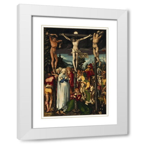 The Crucifixion of Christ White Modern Wood Framed Art Print with Double Matting by Baldung, Hans