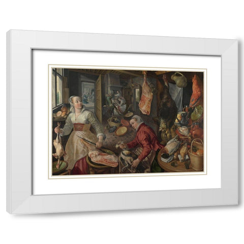 The Four Elements Fire White Modern Wood Framed Art Print with Double Matting by Beuckelaer, Joachim