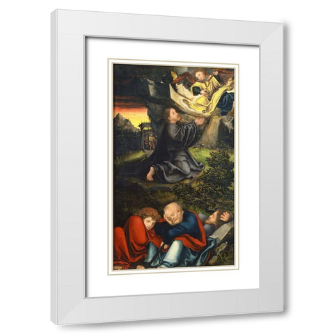 The Garden of Gethsemane White Modern Wood Framed Art Print with Double Matting by Cranach the Elder, Lucas