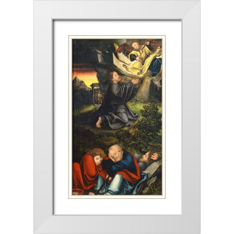 The Garden of Gethsemane White Modern Wood Framed Art Print with Double Matting by Cranach the Elder, Lucas