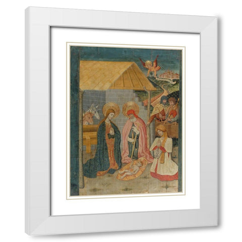 Nativity White Modern Wood Framed Art Print with Double Matting by Benabarre, Pedro GarcÃa de