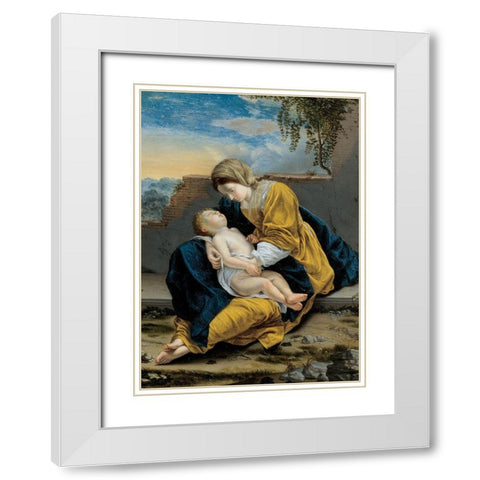 Madonna and Child in a landscape White Modern Wood Framed Art Print with Double Matting by Gentileschi, Orazio