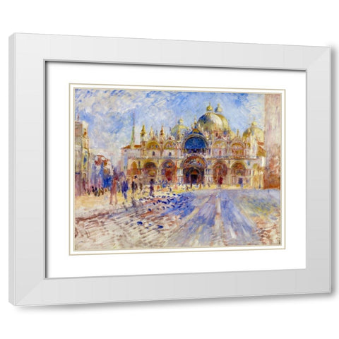 The Piazza San Marco, Venice White Modern Wood Framed Art Print with Double Matting by Renoir, Pierre-Auguste