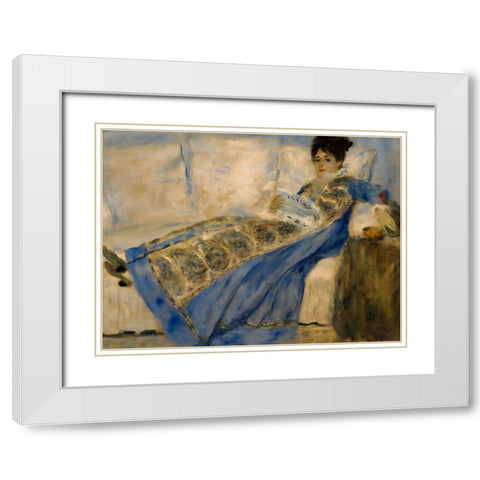 Madame Claude Monet White Modern Wood Framed Art Print with Double Matting by Renoir, Pierre-Auguste