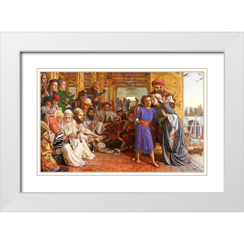 The Finding of the Saviour in the Temple White Modern Wood Framed Art Print with Double Matting by Hunt, William Holman