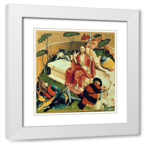 The Resurrection of Jesus Christ White Modern Wood Framed Art Print with Double Matting by Multscher, Hans