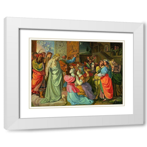 The Parable of Wise and Foolish Virgins  White Modern Wood Framed Art Print with Double Matting by Cornelius, Peter von