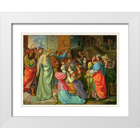 The Parable of Wise and Foolish Virgins  White Modern Wood Framed Art Print with Double Matting by Cornelius, Peter von