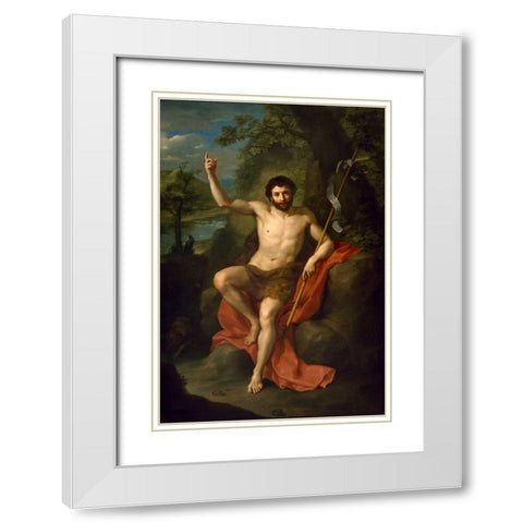 St. John the Baptist Preaching in the Wilderness White Modern Wood Framed Art Print with Double Matting by Mengs, Anton Raphael