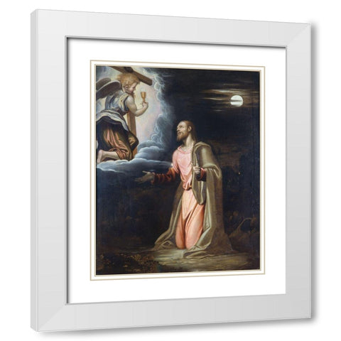 Christ in the Garden White Modern Wood Framed Art Print with Double Matting by Peterzano, Simone