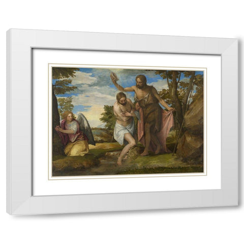 The Baptism of Christ White Modern Wood Framed Art Print with Double Matting by Veronese