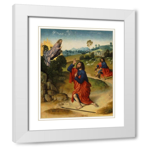 Moses and the Burning Bush White Modern Wood Framed Art Print with Double Matting by Bouts the Elder, Dierick