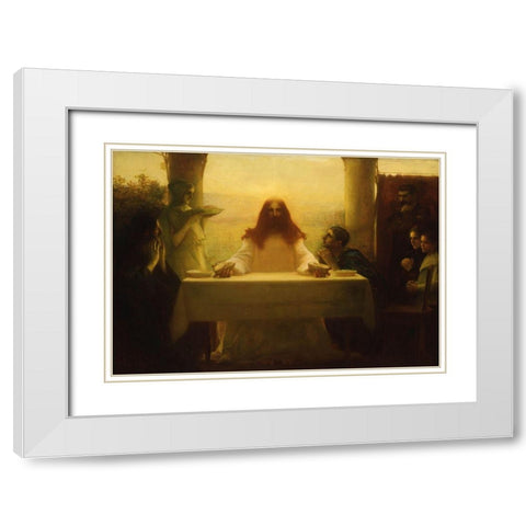 Christ and the Pilgrims at Emmaus White Modern Wood Framed Art Print with Double Matting by Dagnan-Bouveret, Pascal