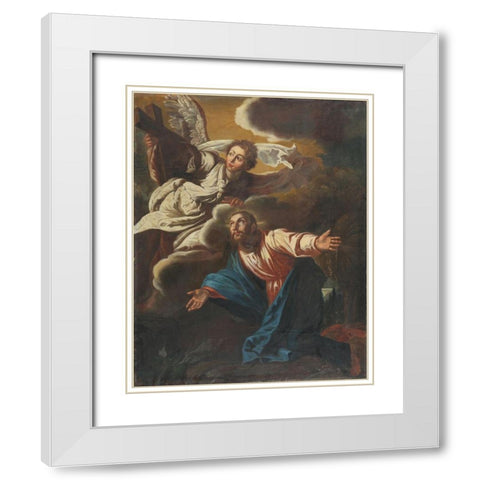 Christ on the Mount of Olives White Modern Wood Framed Art Print with Double Matting by Schroder, Johann Christian