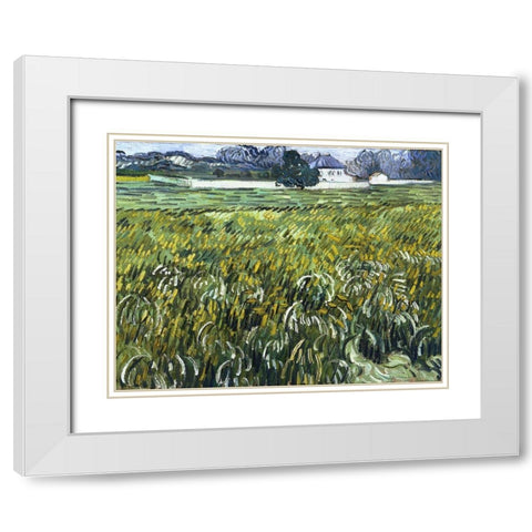 House at Auvers White Modern Wood Framed Art Print with Double Matting by van Gogh, Vincent