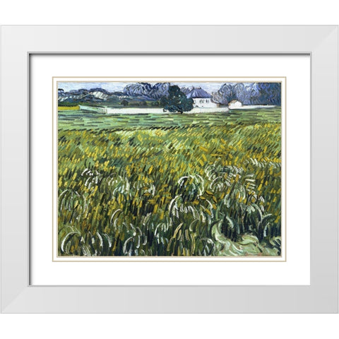 House at Auvers White Modern Wood Framed Art Print with Double Matting by van Gogh, Vincent
