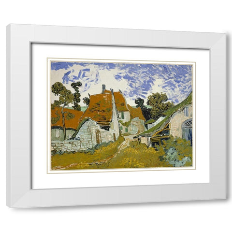 Street in Auvers-sur-Oise White Modern Wood Framed Art Print with Double Matting by van Gogh, Vincent