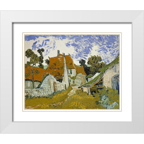 Street in Auvers-sur-Oise White Modern Wood Framed Art Print with Double Matting by van Gogh, Vincent