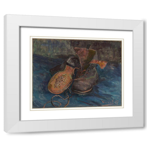 A Pair of Boots White Modern Wood Framed Art Print with Double Matting by van Gogh, Vincent