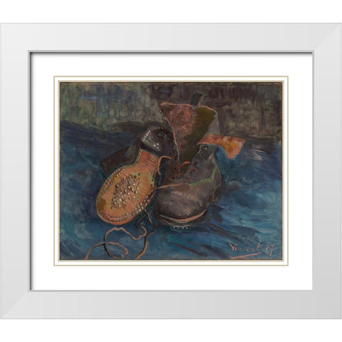 A Pair of Boots White Modern Wood Framed Art Print with Double Matting by van Gogh, Vincent