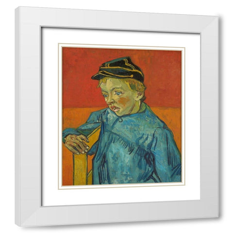The Schoolboy White Modern Wood Framed Art Print with Double Matting by van Gogh, Vincent