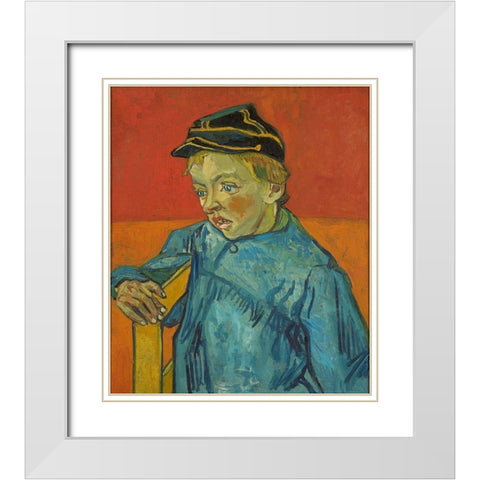 The Schoolboy White Modern Wood Framed Art Print with Double Matting by van Gogh, Vincent