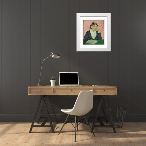 The Woman from Arles White Modern Wood Framed Art Print with Double Matting by van Gogh, Vincent