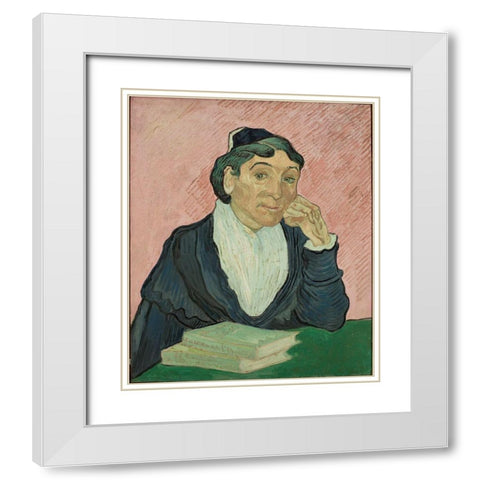 The Woman from Arles White Modern Wood Framed Art Print with Double Matting by van Gogh, Vincent