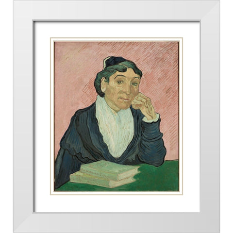 The Woman from Arles White Modern Wood Framed Art Print with Double Matting by van Gogh, Vincent