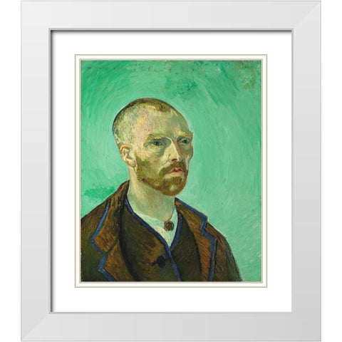 Self Portrait, dedicated to Paul Gauguin White Modern Wood Framed Art Print with Double Matting by van Gogh, Vincent