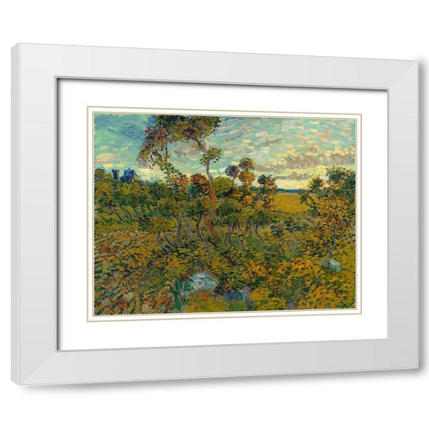 Sunset at Montmajour White Modern Wood Framed Art Print with Double Matting by van Gogh, Vincent