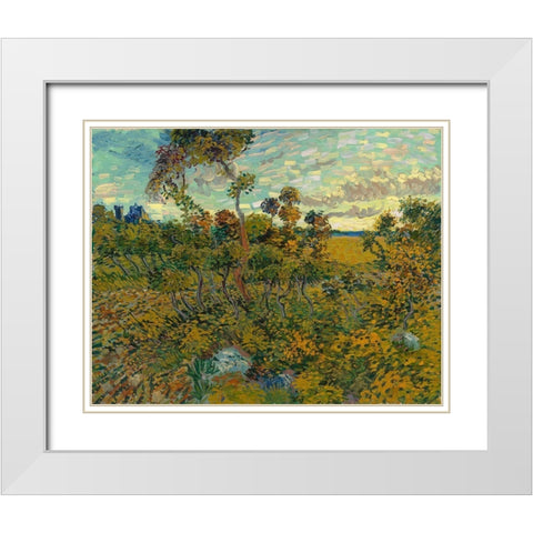 Sunset at Montmajour White Modern Wood Framed Art Print with Double Matting by van Gogh, Vincent
