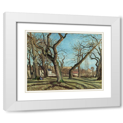 Chestnut Grove at Louveciennes White Modern Wood Framed Art Print with Double Matting by Pissarro, Camille