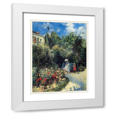 In the Garden of Les Mathurins at Pontoise White Modern Wood Framed Art Print with Double Matting by Pissarro, Camille