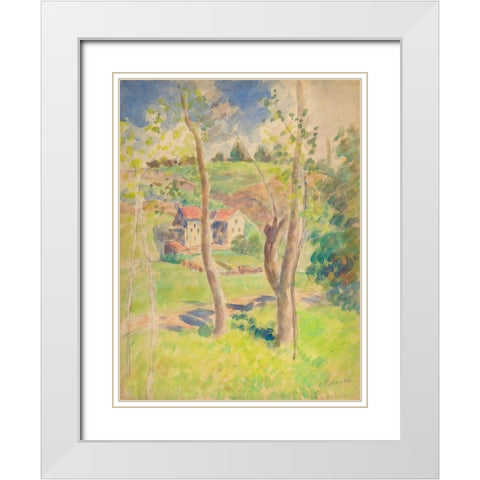 Landscape White Modern Wood Framed Art Print with Double Matting by Pissarro, Camille