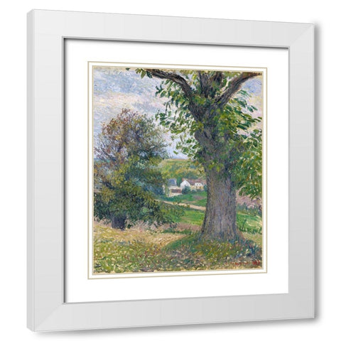 Chestnut trees in Osny White Modern Wood Framed Art Print with Double Matting by Pissarro, Camille