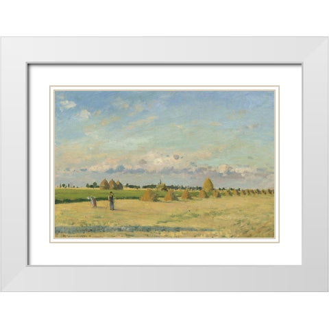 Landscape, Ile-de-France White Modern Wood Framed Art Print with Double Matting by Pissarro, Camille