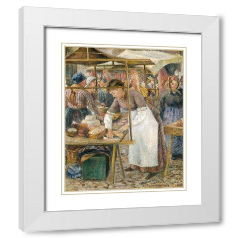 The Pork Butcher White Modern Wood Framed Art Print with Double Matting by Pissarro, Camille