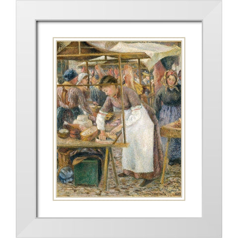 The Pork Butcher White Modern Wood Framed Art Print with Double Matting by Pissarro, Camille