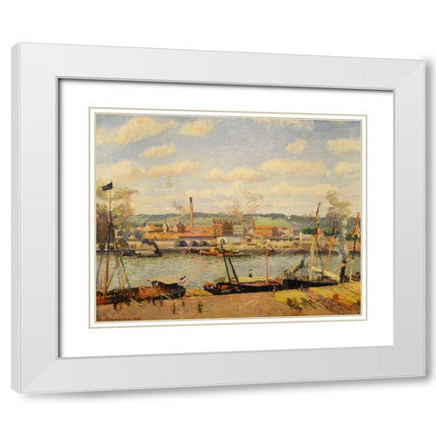 View on the cotton mill of Oiseel near Rouen White Modern Wood Framed Art Print with Double Matting by Pissarro, Camille